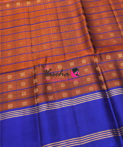Pure Soft Silk Saree - Brown & Blue Shade - VVPSS116