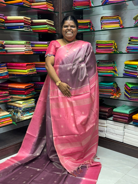 Bhagalpuri Silk - Vaira Voosi Lines -Purple & Pink Combo - VVBSV001