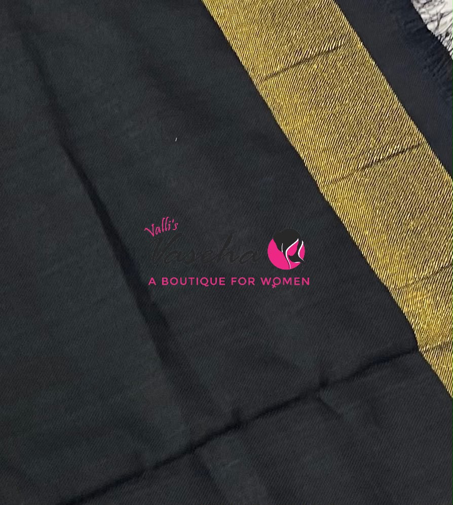Handloom Cotton Sarees  - Black Shade - VVKC001