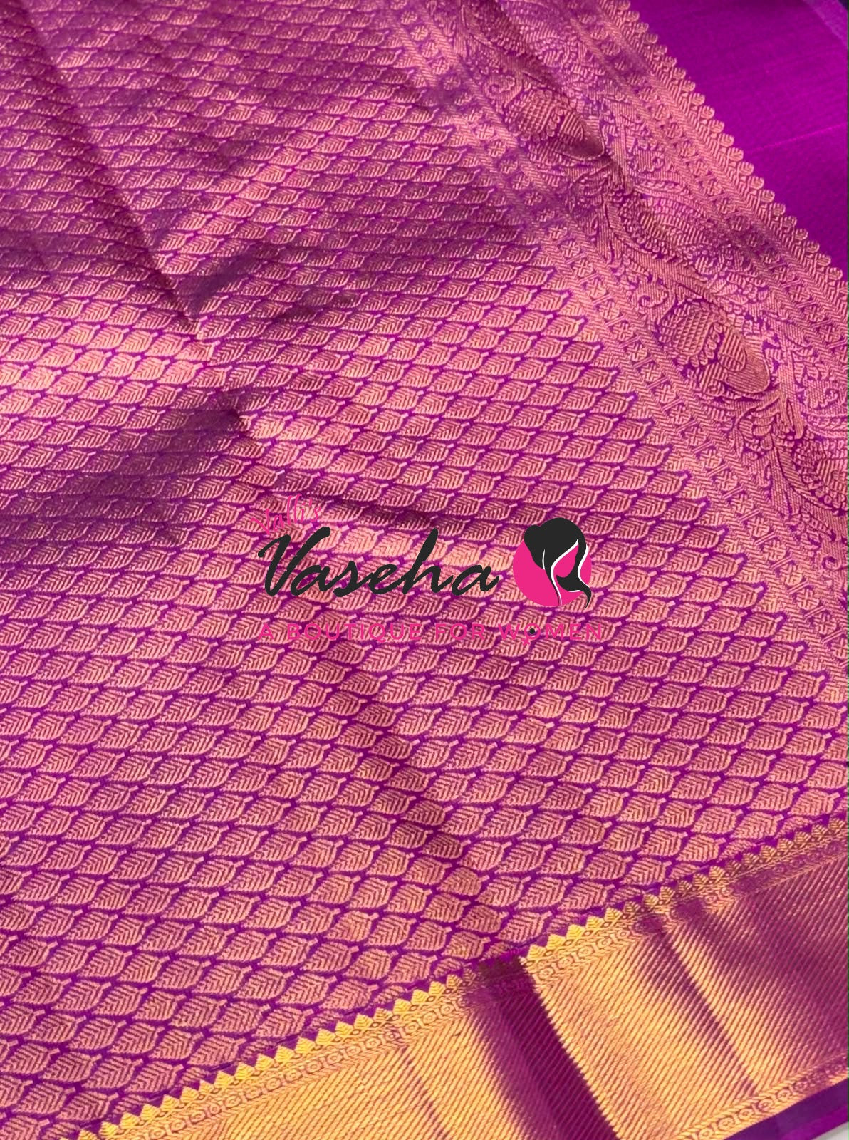 Pure Kanchipuram Silk Saree - Purple Combo - VVPS025