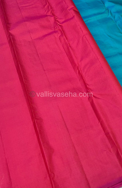 Pure Soft Silk Saree - Light weight - Double tone Blue with Peachish Pink shade - VVPSS025