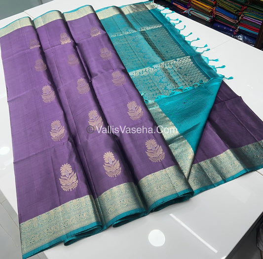 Pure Soft Silk Saree - Lavender & Blue Combo - VVPSS048