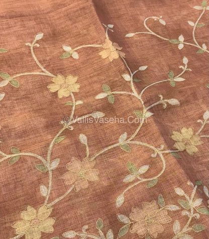 Tissue Linen Saree - light Orange Shade - VVTLS001