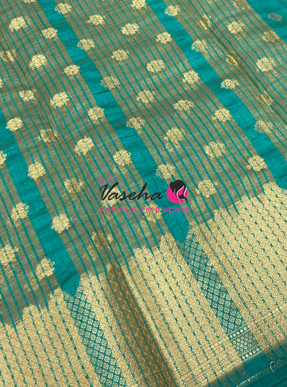 Semi Tussar Silk Saree | Blue Shade |VVSTS057