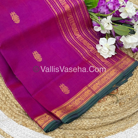 Pure Silk Cotton Saree - Retta Mayil Design - Dual Tone - Purplish Pink Shade - VVRMS001