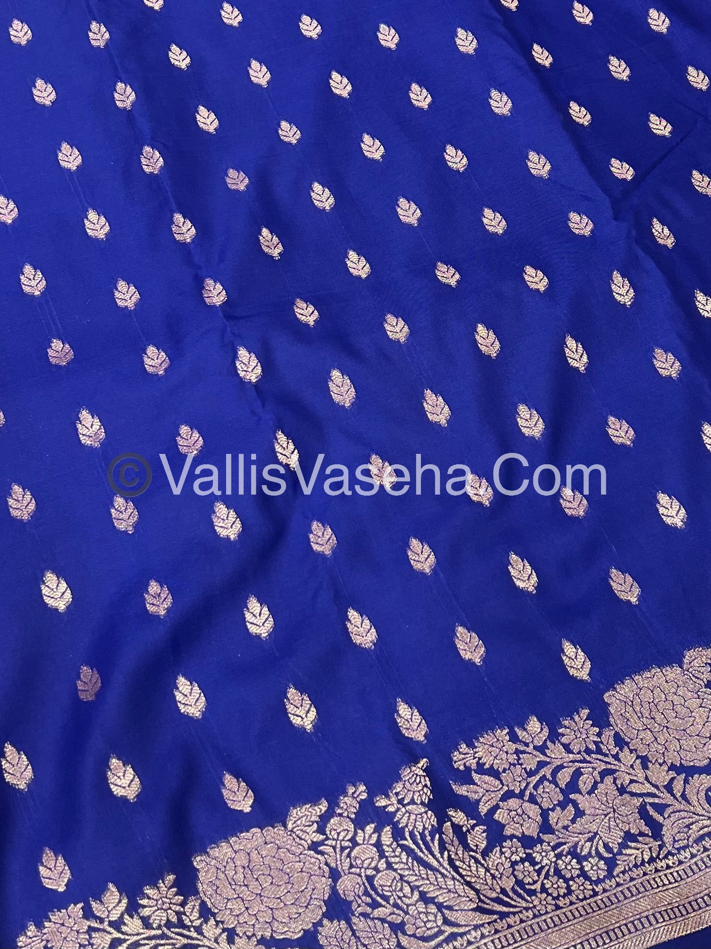 Semi Soft Silk with Border - Blue Shade  -VVSSS012