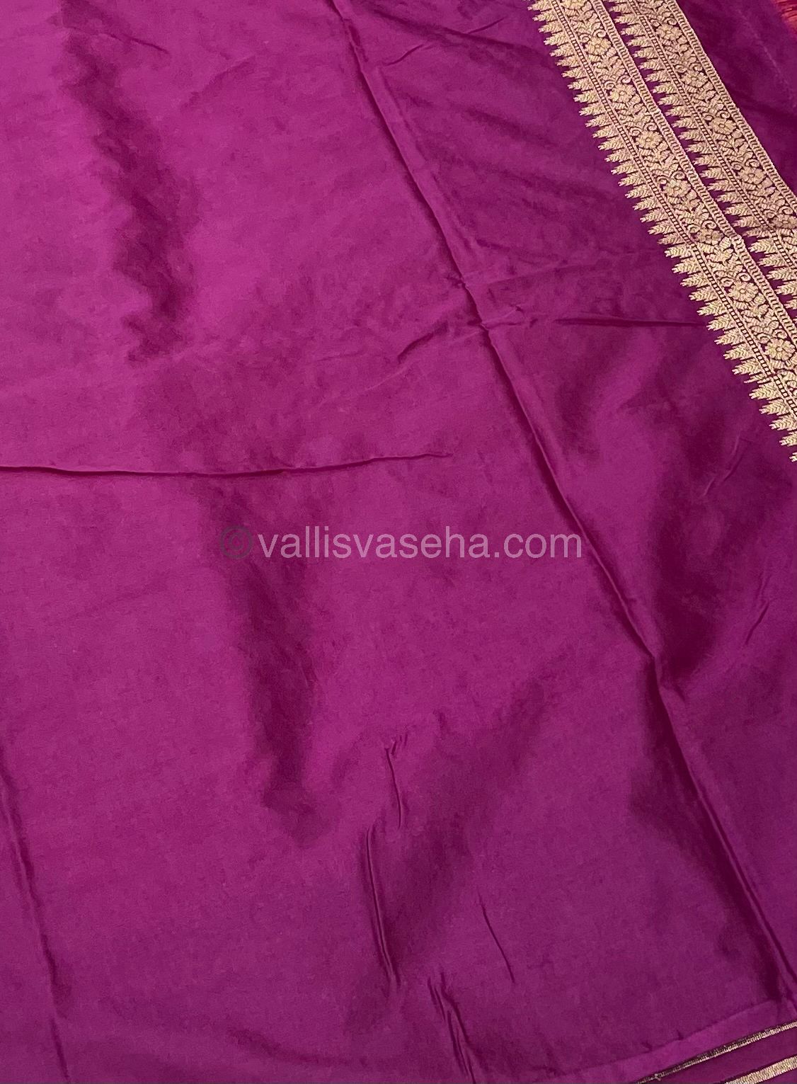 Banarasi - Premium Kathan Silk Saree - Peach with Purple - VVPKS002