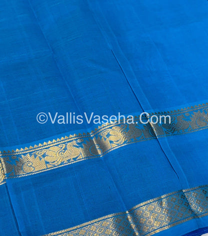Pure Silk Cotton Saree - Brown with Blue- VVPSC012