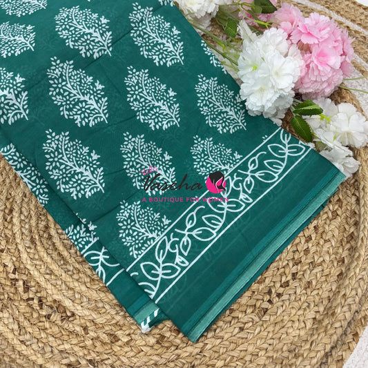 Pure Soft Mul Mul Cotton Sarees - Hand Block Prints - VVMMC011