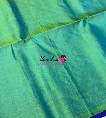 Pure Soft Silk Saree  - Blue With Dual Tone Green - VVPSS094