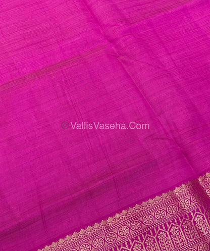 Semi Tussar Silk - Grand Pallu  - Pink Shade - VVSTS031