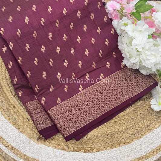 Semi Tussar Silk - Grand Pallu - Wine Shade - VVSTS021