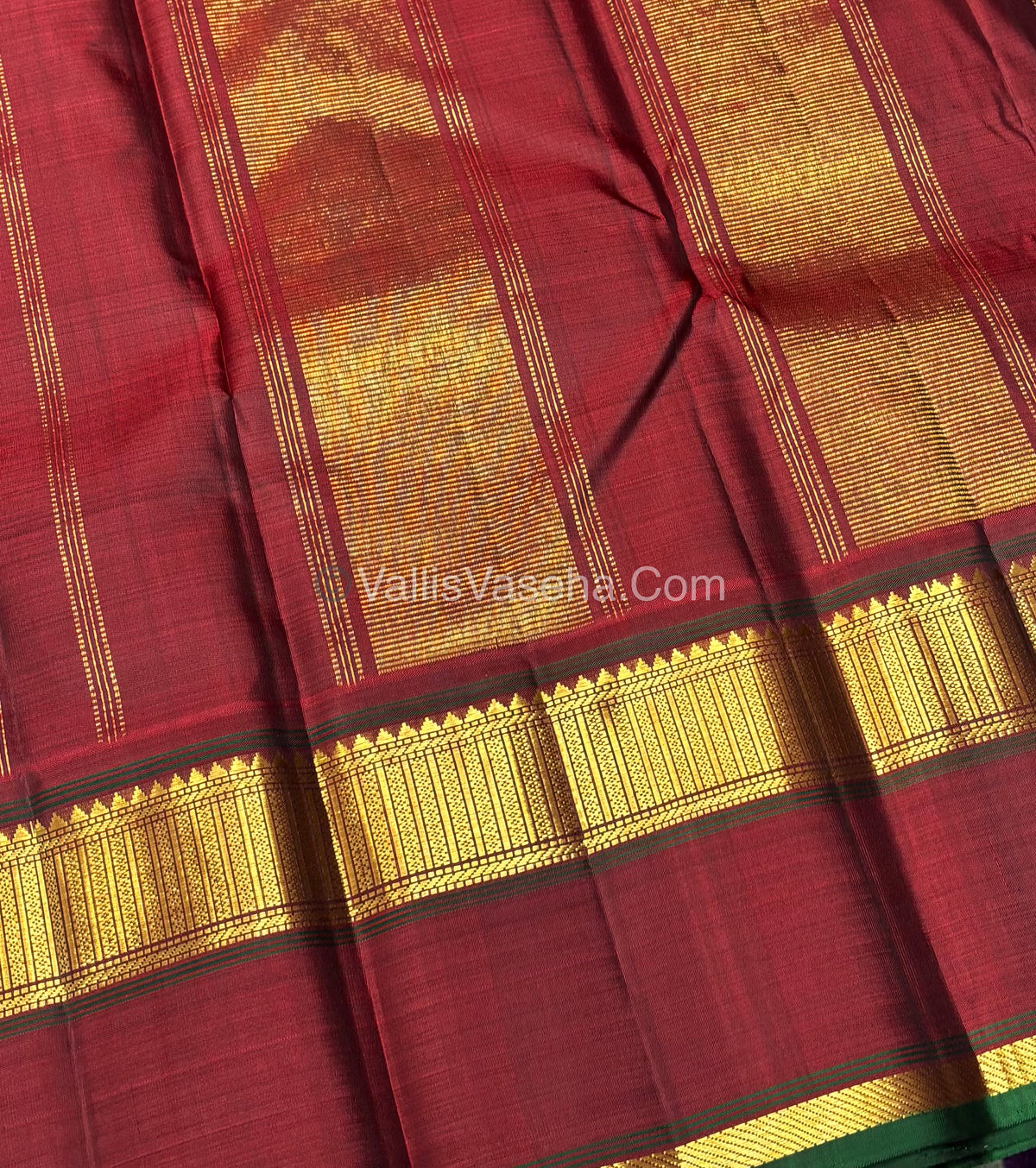 Pure Vintage Korvai Kanchipuram Silk Saree - Cream & Maroon Combo - VVPS034