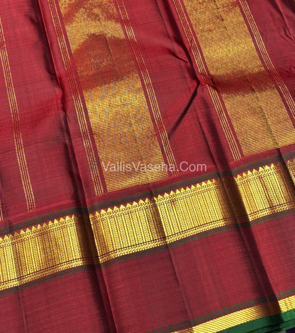 Pure Vintage Korvai Kanchipuram Silk Saree - Cream & Maroon Combo - VVPS034