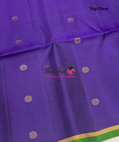 Pure Soft Silk Saree - Partly Pallu -  Half & Half Saree - Violetish Blue - VVPSS088