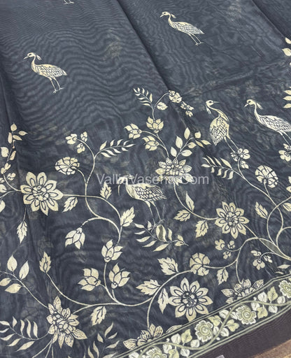 Semi Chanderi Saree - Blue Shade - VVSCS007