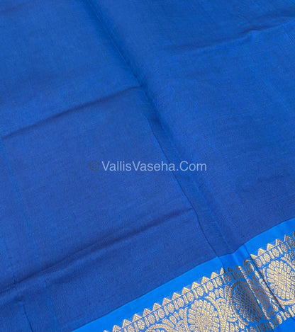 Semi Silk Cotton Saree - Navy Blue With Blue Shade - VVSSC007