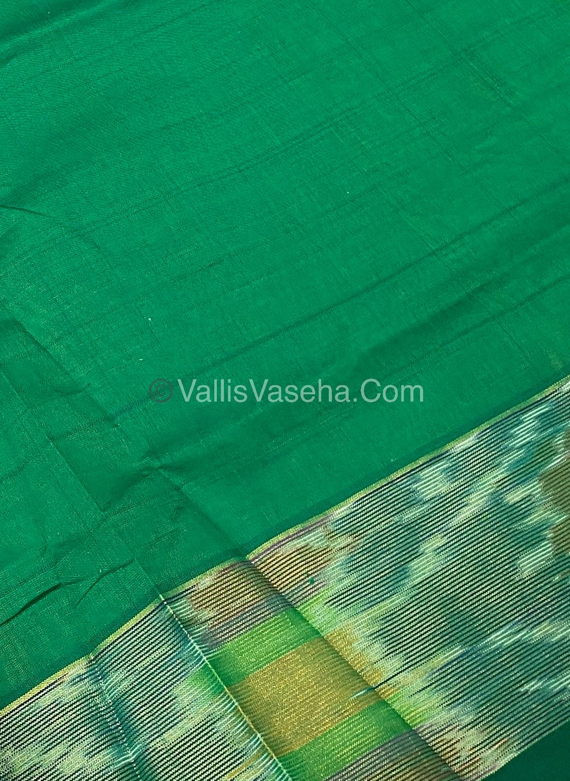 Semi Silk Cotton Saree - Yellow & Green - VVSSC001