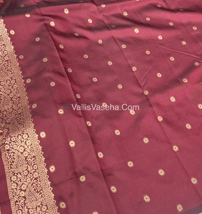 Semi Soft Silk - Elephant Butta Border - Maroon Shade -VVSSS011