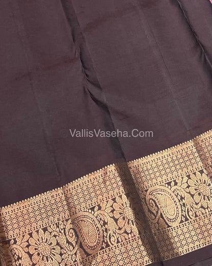 Half Mix - Pure Soft Silk Saree - Green & Brown Shade - VVPSS031