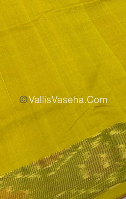 Semi Silk Cotton Saree - Pink&  Yellow - VVSSC001