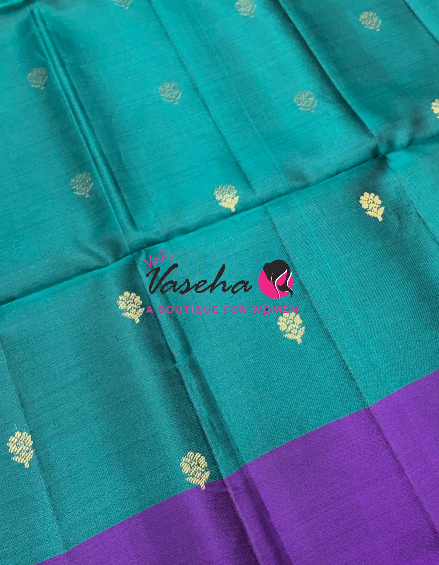 Half Mixed  Soft Silk Saree - Peacock Blue & Purple - VVPSS073