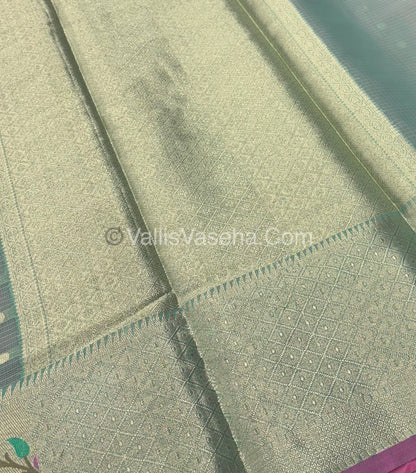 Kota Saree - Paithani Border - Sea Blue with Pink - VVKPS001