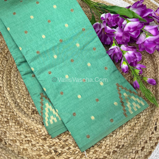 Cherry Tussar - Semi Tussar Silk -  Green - VVSTS009