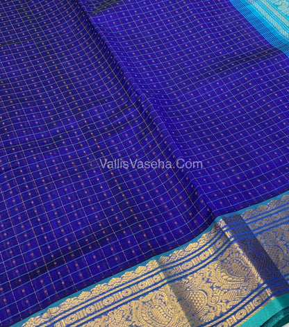 Pure Silk Cotton Saree - Blue With Blue Shade - Lakshadeepam Design - VVPLD001