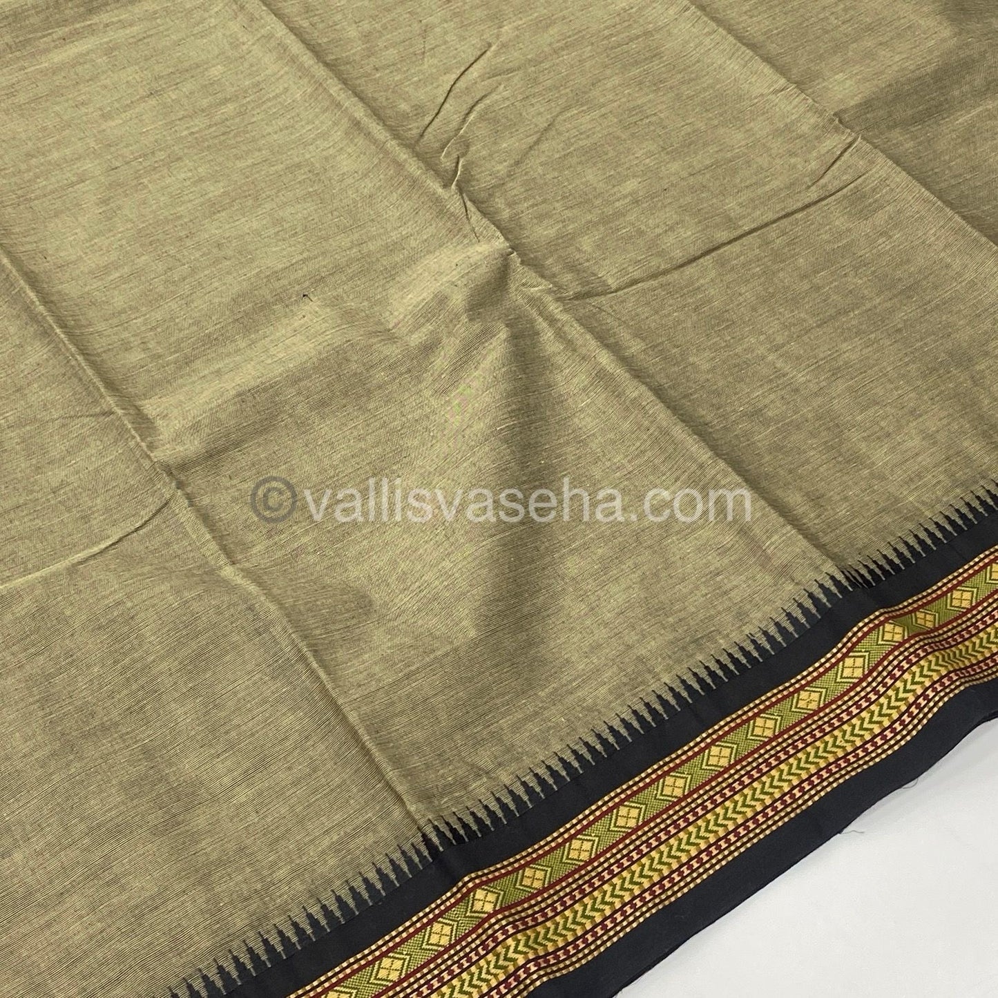 Kanchi Cotton Saree - Dark Grey with Black - VVKCS003