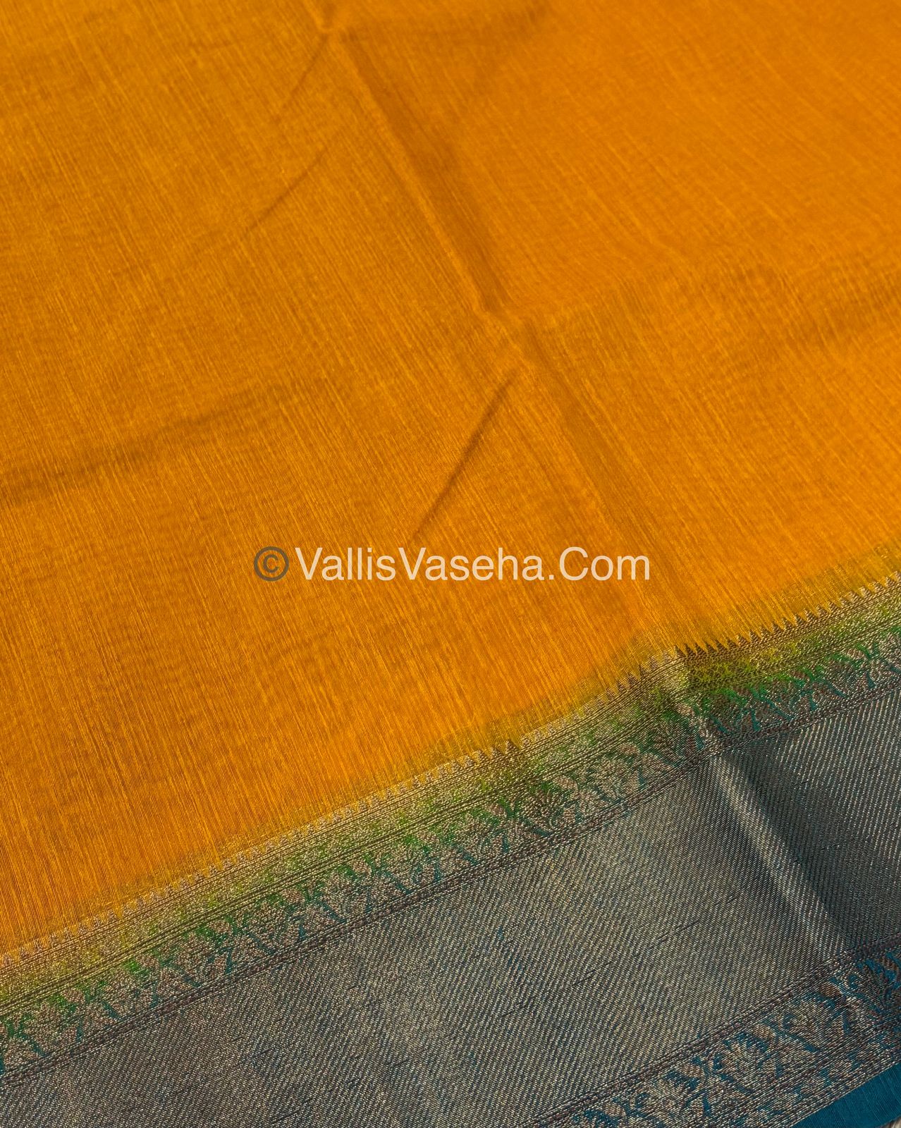 Bamboo Silk Saree -musted with Blue Shade - VVBSS012