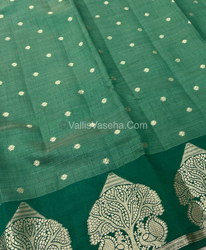 Semi Tussar Silk Saree - Green shade - VVSTS036