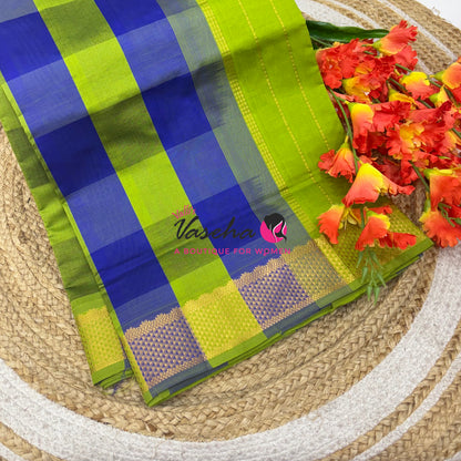 Semi Silk Cotton Saree | Pazhum Pazhamum Checks Design |VVSSC020