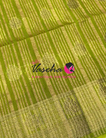 Semi Jute Silk Saree - Pink With Green Shade- VVSJS002