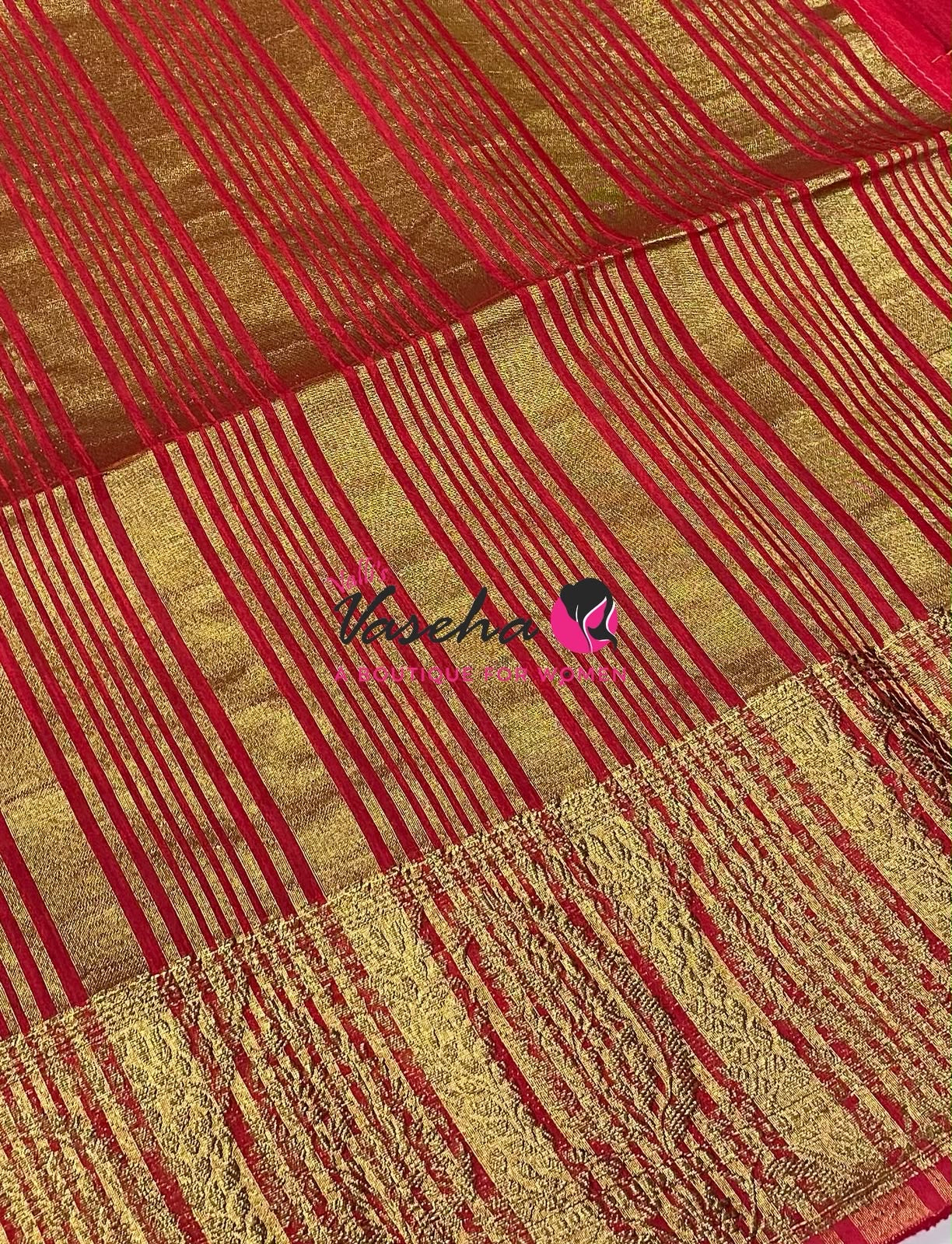 Semi Jute Silk Saree - Black With Red Shade - VVSJS001