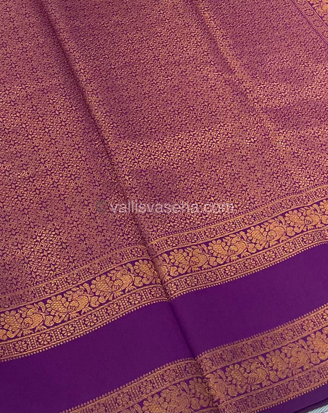 Kanchi Semi Silk - Ice Blue (Grey Shade)with Purple - Mayil & Chakkaram design - VVKSS001