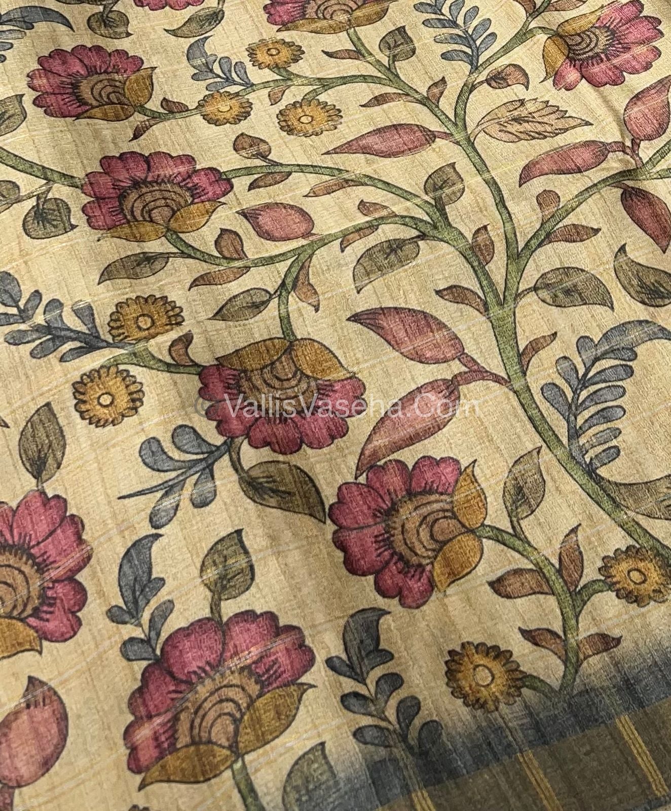 Semi Gicha Tussar Saree - checks pattern - VVSGT001