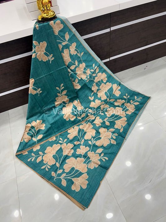Semi Raw Silk with embroidery work - VVSRS001