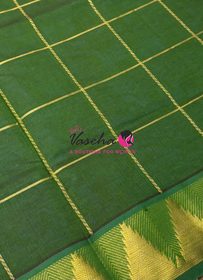 Semi Silk Cotton Saree - Checked Pattern with Butta  - VVSSC012