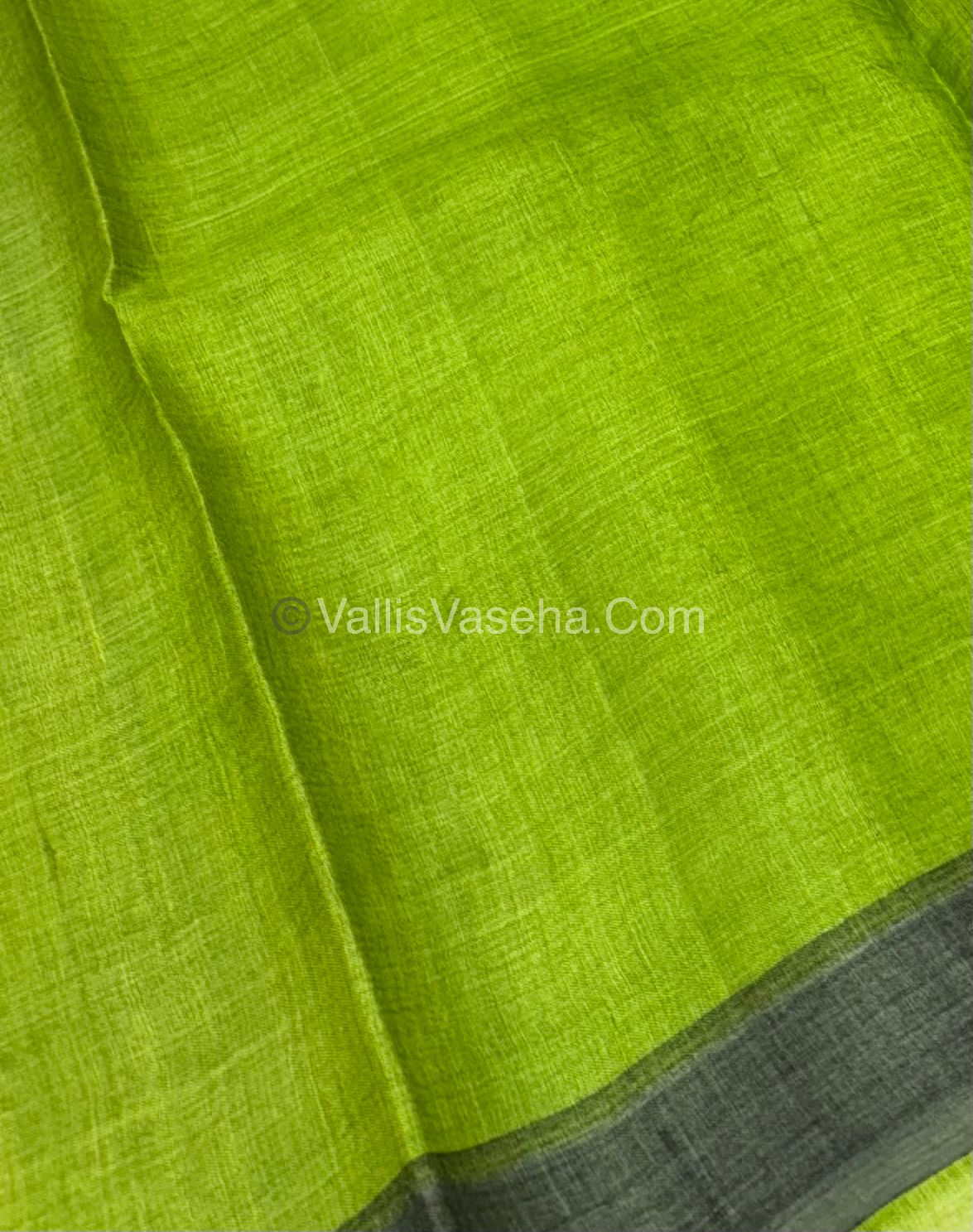 Pure Tussar Silk  - Cream With Pista Green Shade -  VVPTS001