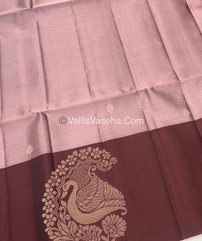 Pure Soft Silk Saree - Onion Pink & Brown - VVPSS061