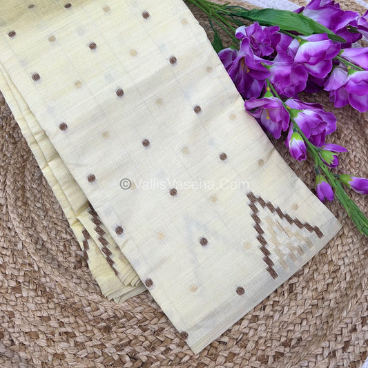 Cherry Tussar - Semi Tussar Silk - White Shade - VVSTS009
