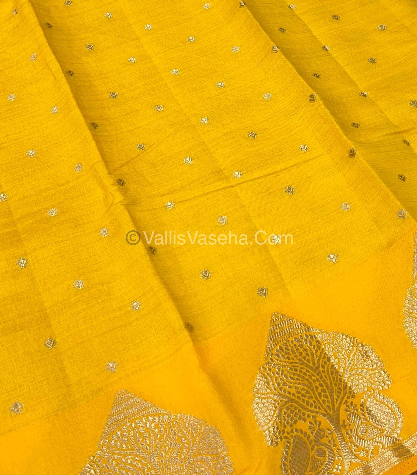 Semi Tussar Silk Saree - Yellow Shade - VVSTS036