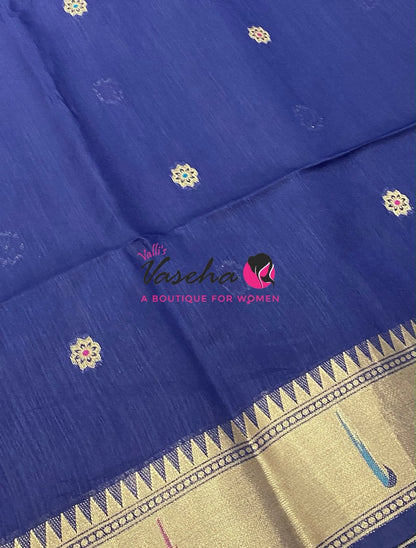 Semi Paithani Saree  - Blue  Shade - VVSPS001