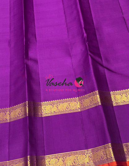 Pure Bridal Kanchipuram Silk Saree -  Dual Tone Green & Purple Combo - VVPS076