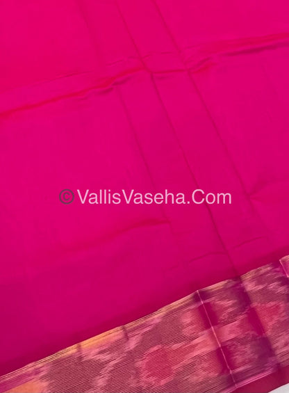 Semi Silk Cotton Saree - Cream & Pink - VVSSC001