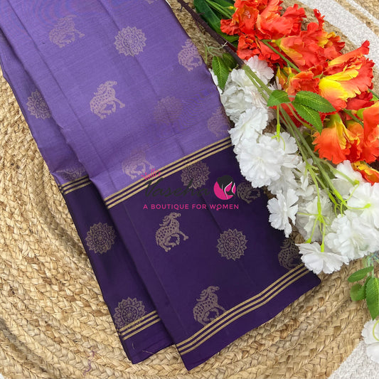 Half Mix - Pure Soft Silk Saree - Long Retta Petta Border with Butta - VVPSS084