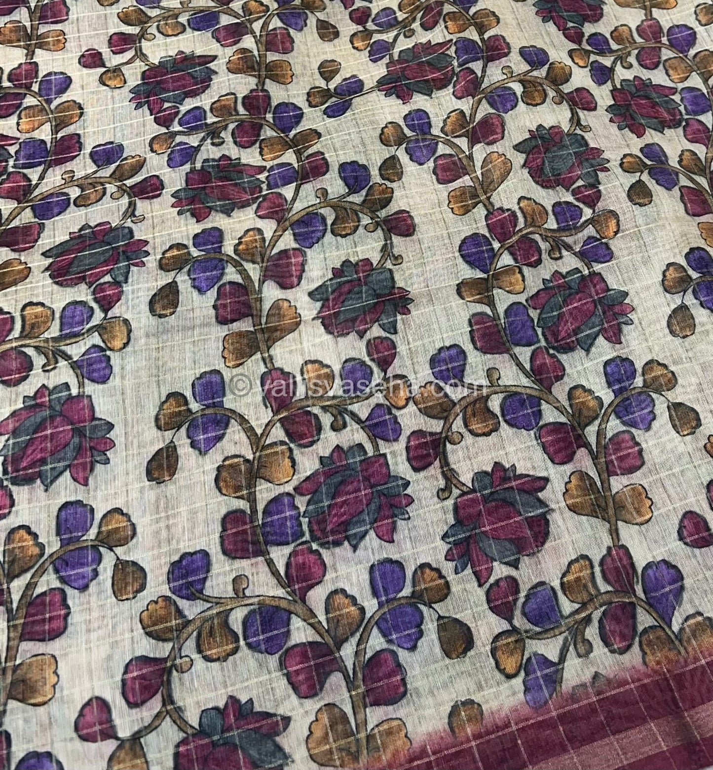 Semi Chanderi Saree - checks pattern - VVSCS002