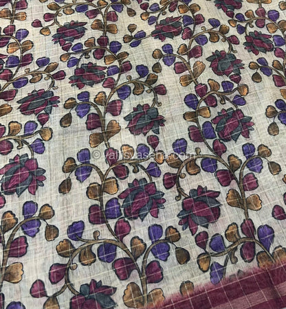 Semi Chanderi Saree - checks pattern - VVSCS002