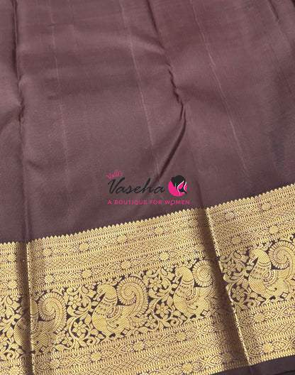Pure Kanchipuram Silk Saree - Green  With Brown - VVPS094